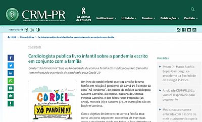 PORTAL CRM-PR. Cardiologista publica livro infantil sobre a pandemia escrito em conjunto com a famíl